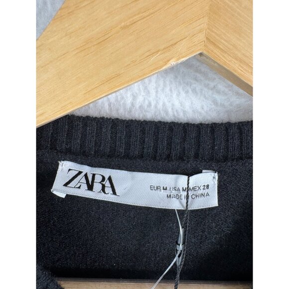 Zara FW2024 100% Cashmere Knotted long sweater dress black sz M - Picture 3 of 10